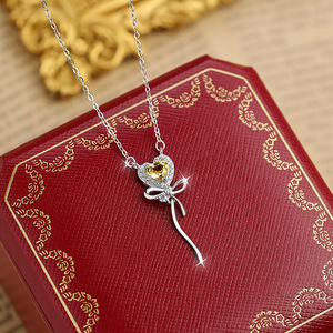 S925 sterling silver Ocean Heart <b>necklace</b> for women Natural crystal stone pendant with <b>delicate</b> mosaic wholesale - Product Image 5