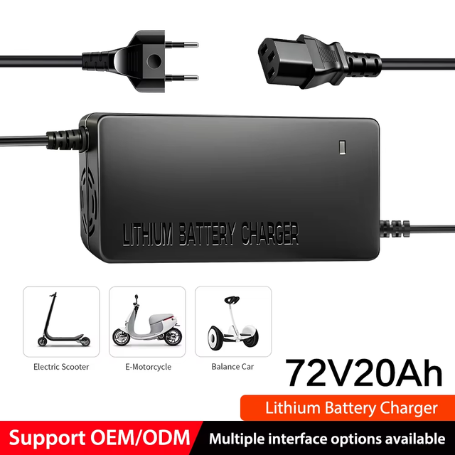72V 20Ah LiFePO4 Battery Charger 72V3A Lithium Battery Charger with Smart Charging Stable Output for Electric Vehicles