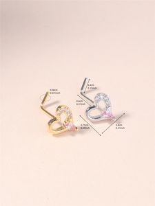 Brillant CZ Rose Coeur Conception L En Forme De Nez Goujons Anneaux pour Femmes Fille Or Mignon Nez Pin Nez Piercing Bijoux En Gros 20G - Product Image 4