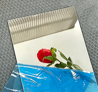 Feuille de miroir acrylique en plastique argenté, doré, rouge, hautement réfléchissante, avec adhésif dorsal, 2 mm