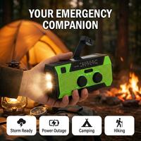 Radio de Emergencia con Batería de 5000mAh, Panel Solar, Manivela, Carga USB-C, Alarma SOS, Linterna LED, Plástico ABS