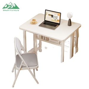 Wayon Modern Glass Space Saving Folding <strong>Desk</strong> Wheels Easy Assembly Mobile Computer <strong>Table</strong> for Small Spaces Home Office Furniture - Product Image 5