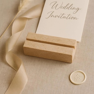 Élégant porte-cartes <span class=keywords><strong>en</strong></span> travertin, Cube rectangulaire <span class=keywords><strong>en</strong></span> marbre, affichage du menu, étiquette de nom de mariage, porte-étiquette <span class=keywords><strong>en</strong></span> pierre - Product Image 2