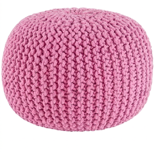 Pouf ottoman rose moderne en coton tricoté à la main, repose-pieds, chaise de sol pour chambre, salon, entrée, console avec incrustation d'os - Product Image 1