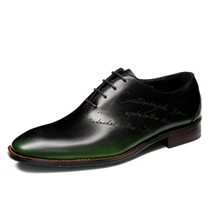 Zapatos Oxford de Cuero Genuino, Estilo Casual de Negocios, Acabado Brillante de Lujo, Punta Redonda, Estilo Británico, con Cordones, Antideslizantes - Product Image 1