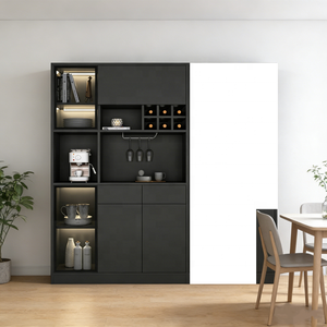 2026 Grosir Lemari Penyimpanan Peralatan Dapur Modern Ukuran Khusus untuk Ruang Tamu, Rak Kayu dengan Lampu LED, Set Peralatan Makan - Product Image 6