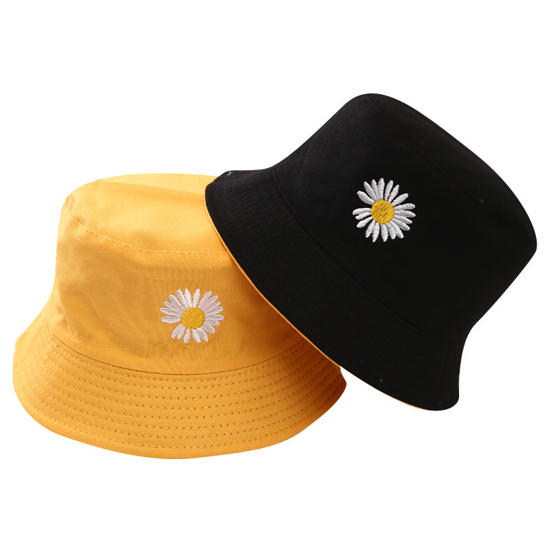 Little Chrysanthemum Pot Kid Hats Cute Baby Embroidered Sunflower Fisherman Kids Hat Summer Wild Kids Bucket Hats