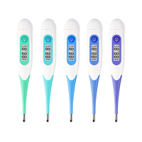 Termometer Digital portabel, pengukur suhu Oral digital portabel tahan air fleksibel untuk demam klinis, termometer Digital