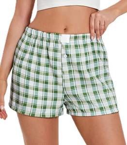 Clothing <b>Women</b> Y2k Pajamas Shorts Gingham Cute Pj Short Pants Plaid Lounge Shorts Sleep Bottoms Elastic <b>Boxers</b> Streetwear - Product Image 1