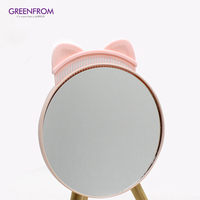 Miroir de maquillage debout de table rose populaire personnalisé miroir de courtoisie de bureau de maquillage de cercle avec le peigne