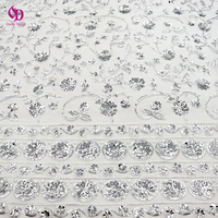 Tissu en tulle brodé de paillettes argentées brillantes de haute qualité 6+3mm, maille florale scintillante en organza pour décoration de fête costumée