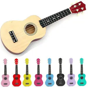 Ukulele de madeira para crianças, atacado, barato, brinquedo para ukulele de 21 polegadas