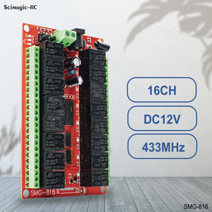 Contrôleur de relais sans fil 433 MHz 16 canaux DC 12V/24V Récepteur + 16 boutons <span class=keywords><strong>émetteur</strong></span>s pour l'éclairage intelligent de la maison, le contrôle du moteur de portail - Product Image 2