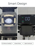 Scooter électrique léger sans balais 3 vitesses 350/500W, autonomie 48V 50KM, petit cyclomoteur électrique 14 pouces, design rétro Mecha pour étudiants, adultes et femmes