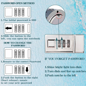 A5 Lock Diaryハイエンドデザインプライベートパスワード保護された本暗号化ノートブランドロゴカスタム - Product Image 5