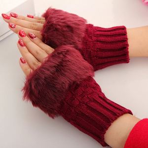 Gants pour femmes élégants, chauffe-mains d'hiver, mitaines en fausse laine tricotées au crochet, gants chauds sans doigts pour femmes - Product Image 2