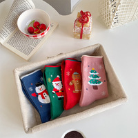 Chaussettes tricotées antidérapantes mi-mollet pour femme, motif Père Noël et bonhomme de neige, collection automne-hiver, cadeau de Noël tendance
