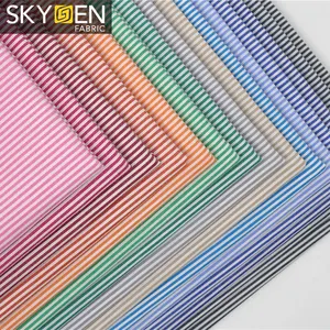 skygen衬衫布服装面料纱线染料条纹面料100% 纯棉服装材料