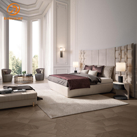 Couvre-lit en bois beige avec tête de lit, meuble moderne de luxe, vente en gros,