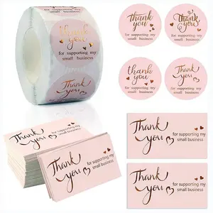 PVC adhesive sticker postcard custom pink card Thank You for bronzing bronzing round roll sealing paste