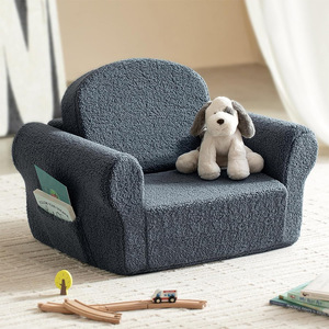 Giving Tree <b>Kids</b> <b>Sofa</b> Folding Plush Chair For Children And Pets Blue Color With Side Pocket And Soft Cushion - Product Image 1