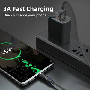 Rotate Usb Cable GreenPort 3 In 1 540 Degree Magnetic Cable Magnet Type C Cable Usb Phone Cable With Data Transfer 3A Fast Charging 540 Rotation