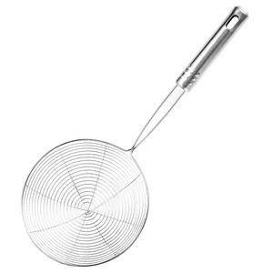 Stainless Steel Large Kitchenware Set Flat Bottom Colander Frying Strainer Flat Bottom Oil Soup Leak-Proof Metal <b>Utensils</b> - Product Image 2