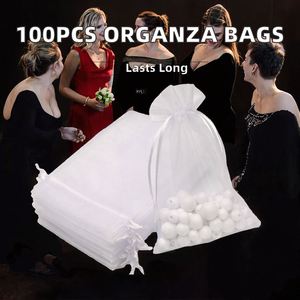 Nuocheng NC062506 100PCS PVC Mesh Organza <b>Bags</b> 4x6 Custom Logo Jewelry Pouch Drawstring <b>Gift</b> for <b>Wedding</b> Party - Product Image 3