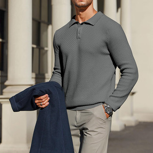 Top Seller prodotti a manica lunga <span class=keywords><strong>Polo</strong></span> basso MOQ 12 GG <span class=keywords><strong>JACQUARD</strong></span> 40% viscosa 60% poliestere <span class=keywords><strong>Polo</strong></span> maglione per esterni - Product Image 2