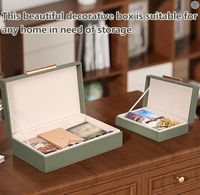 Boîte de rangement décorative personnalisable avec couvercle, en cuir PU/velours, poignée en métal doré, pour souvenirs, photos, documents, style moderne