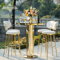 Table de bar à cocktail haut de gamme en acier inoxydable dorée de luxe onirique pour la maison Design moderne Style de mariage