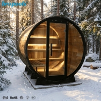 Sauna Inframerah Jauh Kayu Cedar Merah Bropool 2026 untuk Luar Ruangan, 4-6 Orang, Perekat Padat Non-Toksik, Panel Kontrol Komputer, Uap Kering