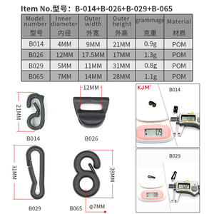 Hebillas de Plástico, Ganchos y Cierres para Lona de Carpa, Accesorios para Bolsas, Color Negro, B014 B026 B029 B065, Tamaños 21 12 31 28 mm - Product Image 2