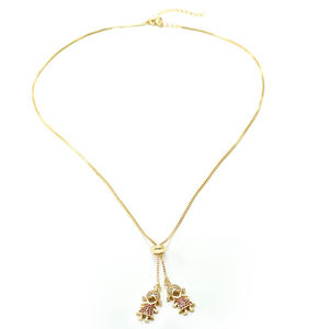 Nueva moda joyería de moda Niña colgante cristal rojo circón Collar chapado en oro - Product Image 4