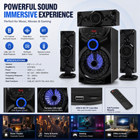    Sistem Speaker Home Theater Surround Sound dengan Layar LED, Tuner FM, Input USB/SD, dan Remote Control