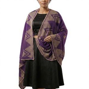 Pañuelo Hijab de Algodón Chifón Morado para Mujer al por Mayor con Bordado Floral, Pedrería y Hilo Dorado, Ligero y Transpirable - Product Image 1