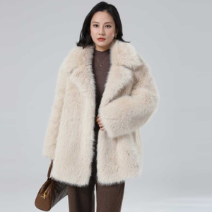 Veste en fourrure artificielle marron confortable et décontractée pour femme, en polaire épaisse, longue et confortable - Product Image 2