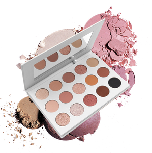 อายแชโดว์พาเลทท์สีขาวนู้ดชมพู เมคอัพ ติดทนนาน เม็ดสีแน่น 15 สี รับทำโลโก้ ขั้นต่ำน้อย - Product Image 1