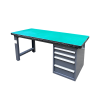 Mesa de Trabajo Antiestática ESD para Ensamblaje Electrónico con Luz LED, Regleta de Alimentación, Gabinete de 4 Cajones, Patas Ajustables, Personalizable OEM