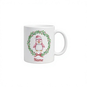Taza de Cerámica con Diseño de Pingüino Navideño, Personalizada con Nombre, Taza de Café, Regalo Navideño, Vajilla - Product Image 1