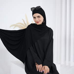 Loriya Mode Vêtements Islamiques Robes pour Femmes Coton Jersey <span class=keywords><strong>Hijab</strong></span> Écharpe Abaya Femmes Grand <span class=keywords><strong>Hijab</strong></span> Khimar Foulard Grande Taille - Product Image 5