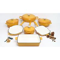 Ensemble de 7 Pièces Batteries de Cuisine en Fonte Émaillée Antiadhésives avec Couvercles pour la Maison et la Cuisine Familiale