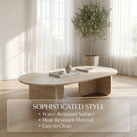 Mesa de centro de travertino Wabi Sabi con diseño de cueva de viento, moderna para sala de estar de villa, para casa pequeña, estilo de influencer