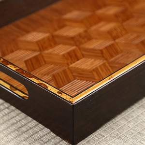 Bamboo <b>Tea</b> <b>Tray</b> With Handles Handmade Dry Brewing Stand <b>Tea</b> Ceremony Accessory For Home Use - Product Image 3