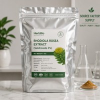 Poudre d'extrait de Rhodiola Rosea de qualité alimentaire naturelle, 3% de Rosavines et 1% de Salidroside, emballée sous vide