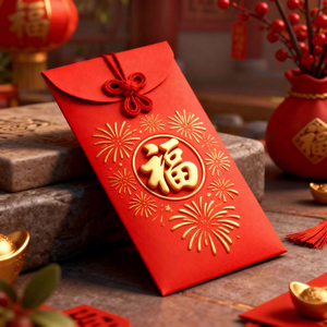 Sobre Rojo de Diseño Original, Papel de Calidad, para Festivales y Celebraciones - Product Image 1