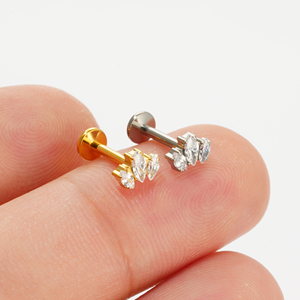 Labret en Titane G23 avec Zircon Marquise, Barre Droite pour Piercing Langue et Oreille, Bijoux de Corps pour Femme, Vente en Gros - Product Image 1