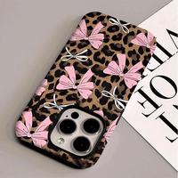 Coque de téléphone à imprimé léopard avec nœud papillon, anti-traces de doigts, anti-chute, protection souple pour iPhone XS à 17 Pro Max