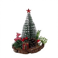 Mehrfarbige Mini-Flaschenbürsten-Weihnachtsbäume - Mattierte Sisal-Tannenbäume-Set für Feiertagsdekoration & Tischdeko