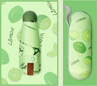 Groothandel handmatige pongee UV-beschermende zakformaat draagbare fruitprint mini harde hoes 5-voudige paraplu met logo opdruk